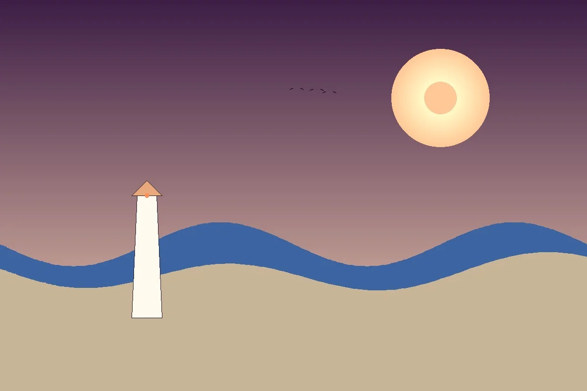 Coastal lighthouse at sunset
